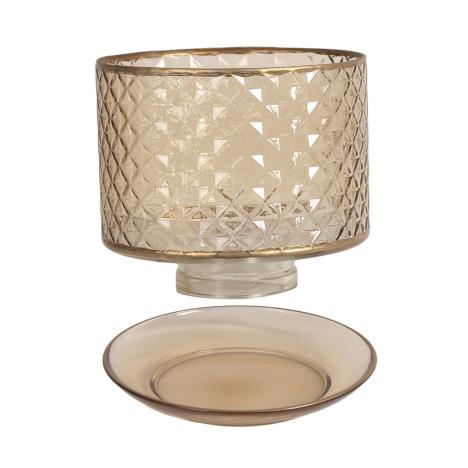 Aroma Amber & Gold Quilted Glass Shade & Tray  £13.04