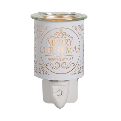 Aroma White & Gold Merry Christmas Plug In Wax Melt Warmer  £13.04