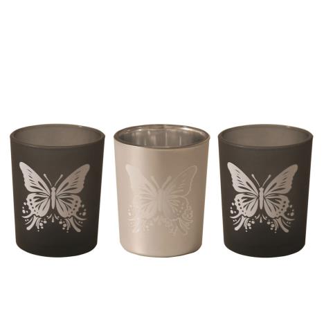 Aroma Black & Silver Butterfly 3 Tealight & Votive Holder Set  £6.29