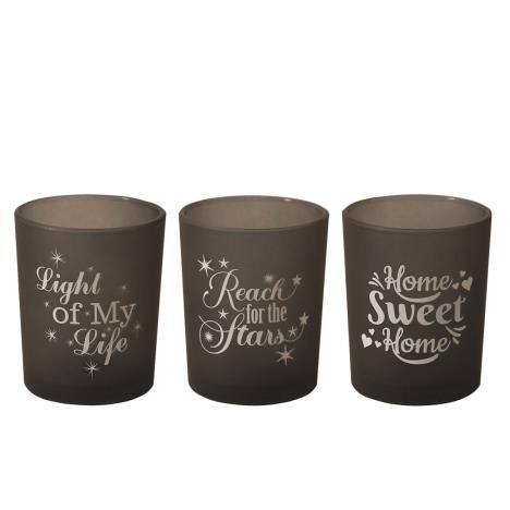 Aroma Black Sentiments 3 Tealight & Votive Holder Set  £6.29