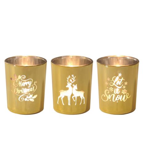 Aroma Gold Christmas 3 Tealight & Votive Holder Set  £6.29