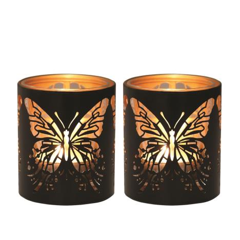 Aroma Black & Gold Butterfly 2 Tealight & Votive Holder Set  £8.09