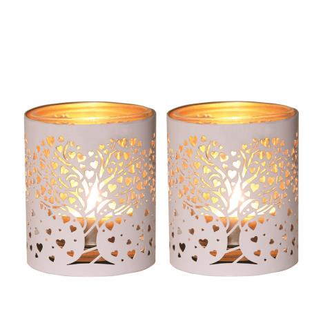 Aroma White & Gold Heart Tree 2 Tealight & Votive Holder Set  £8.09