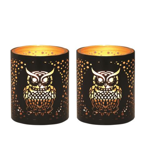 Aroma Black & Gold Owl 2 Tealight & Votive Holder Set  £8.09