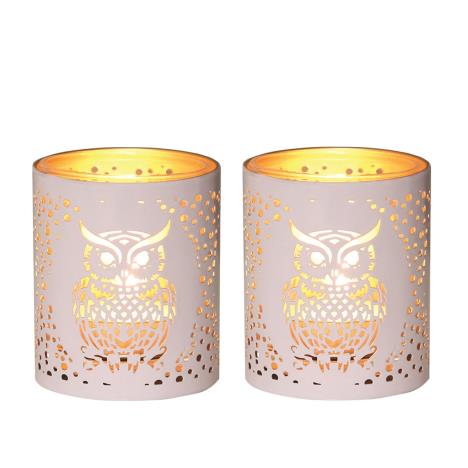 Aroma White & Gold Owl 2 Tealight & Votive Holder Set  £8.09