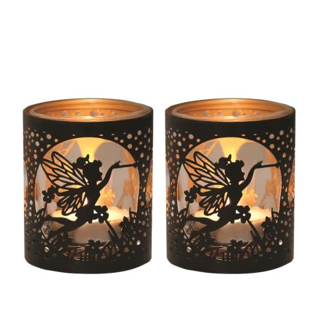 Aroma Black & Gold Fairy 2 Tealight & Votive Holder Set  £8.09