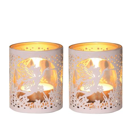 Aroma White & Gold Fairy 2 Tealight & Votive Holder Set  £8.09