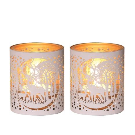 Aroma White & Gold Deer Family 2 Tealight & Votive Holder Set  £8.09