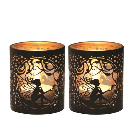 Aroma Black & Gold Fairy 2 Tealight & Votive Holder Set  £8.09