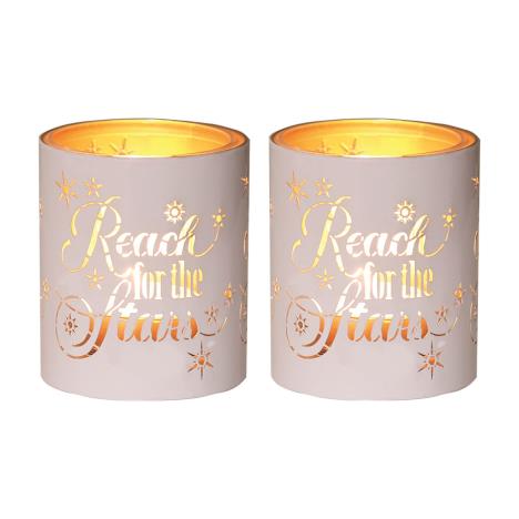 Aroma White & Gold Reach for the Stars 2 Tealight & Votive Holder Set  £8.09