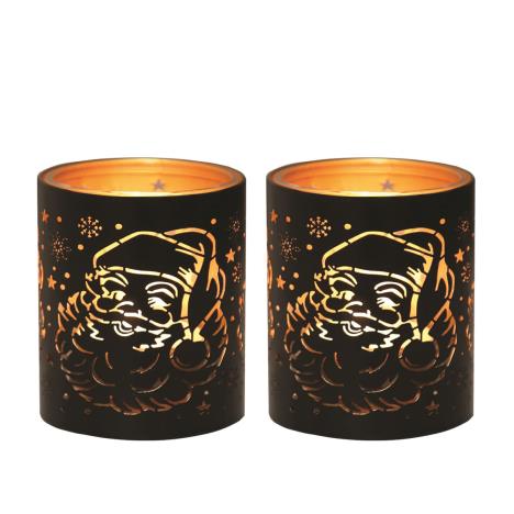 Aroma Black & Gold Santa 2 Tealight & Votive Holder Set  £8.09