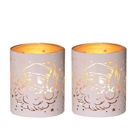 Aroma White & Gold Santa 2 Tealight & Votive Holder Set  £8.09