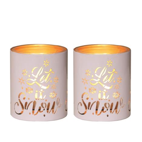 Aroma White & Gold Let It Snow 2 Tealight & Votive Holder Set  £8.09