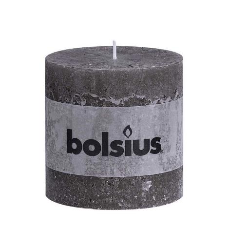 Bolsius Anthracite Rustic Pillar 10cm x 10cm  £7.30