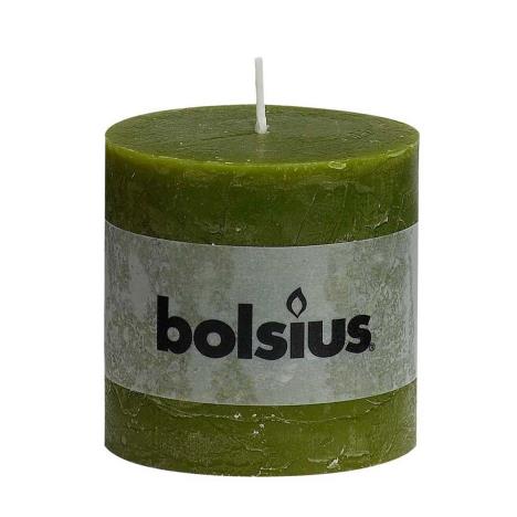 Bolsius Olive Green Rustic Pillar 10cm x 10cm  £7.64