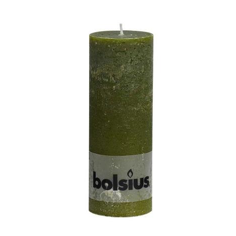 Bolsius Olive Green Rustic Pillar 19cm x 7cm  £6.22