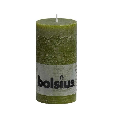 Bolsius Olive Green Rustic Pillar 13cm x 7cm  £4.49