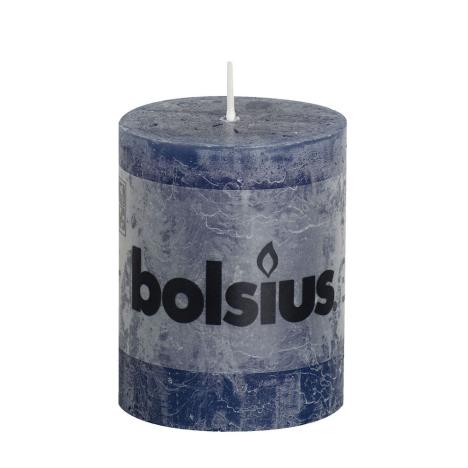 Bolsius Dark Blue Rustic Pillar Candle 8cm x 7cm  £2.69