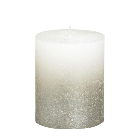 Bolsius White Rustic Faded Champagne Metallic Pillar Candle 8cm x 7cm  £4.04