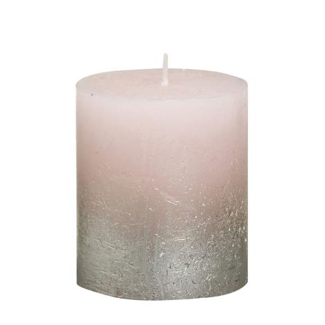 Bolsius Pink Rustic Faded Champagne Metallic Pillar Candle 8cm x 7cm  £4.04