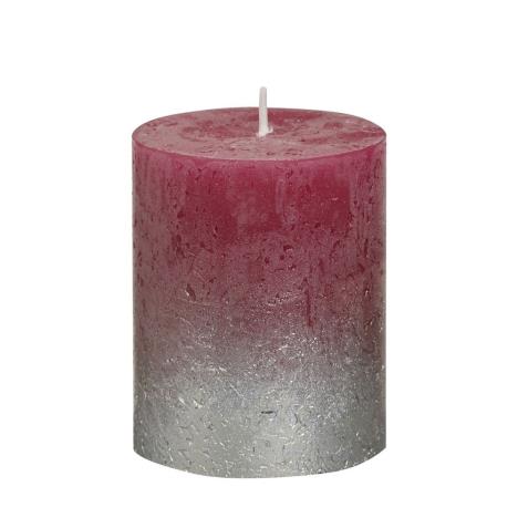 Bolsius Wine Red Rustic Faded Champagne Metallic Pillar Candle 8cm x 7cm  £4.04