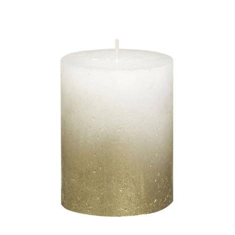 Bolsius White Rustic Faded Gold Metallic Pillar Candle 8cm x 7cm  £4.04