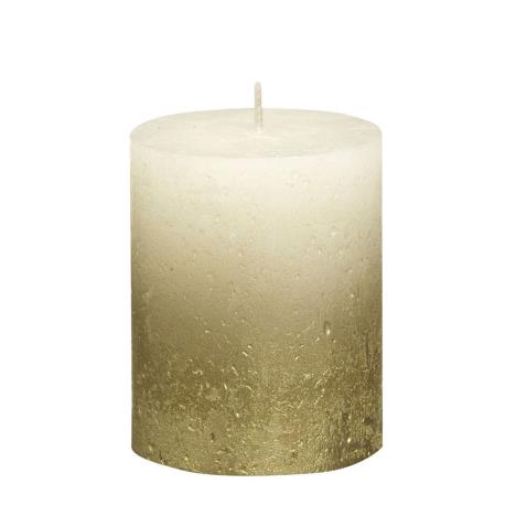 Bolsius Ivory Rustic Faded Gold Metallic Pillar Candle 8cm x 7cm  £4.04