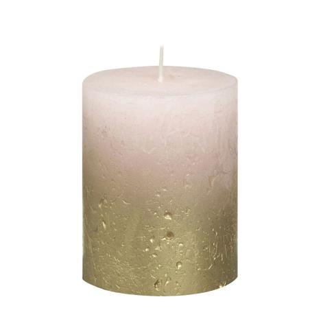 Bolsius Pink Rustic Faded Gold Metallic Pillar Candle 8cm x 7cm  £4.04