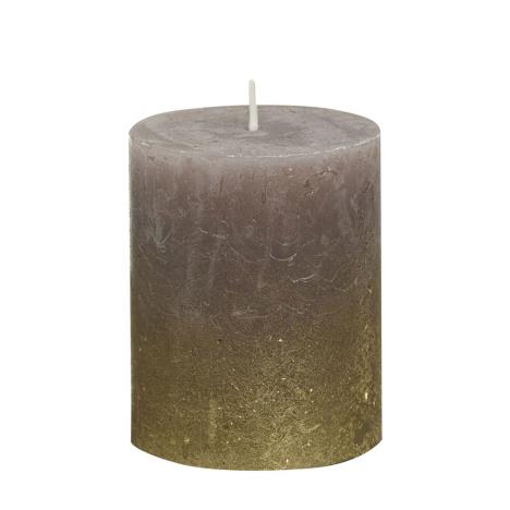 Bolsius Taupe Rustic Faded Gold Metallic Pillar Candle 8cm x 7cm  £4.04