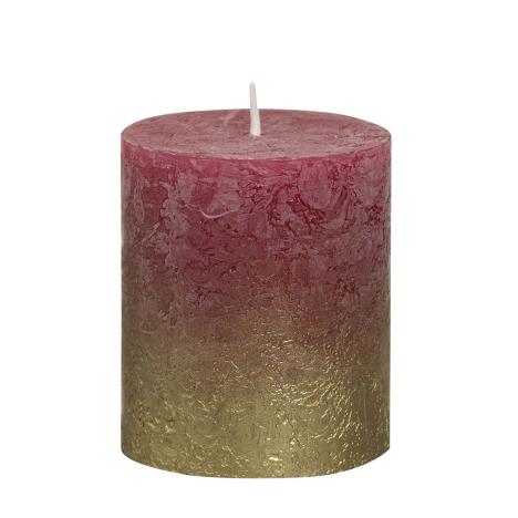 Bolsius Wine Red Rustic Faded Gold Metallic Pillar Candle 8cm x 7cm  £4.04