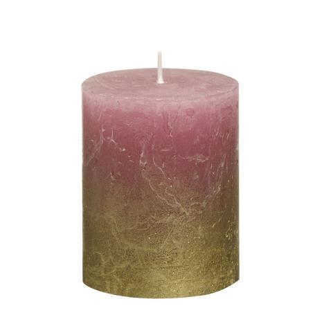 Bolsius Old Pink Rustic Faded Gold Metallic Pillar Candle 8cm x 7cm  £4.04