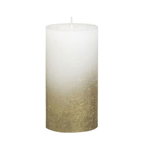 Bolsius White Rustic Faded Gold Metallic Pillar Candle 13cm x 7cm  £5.84