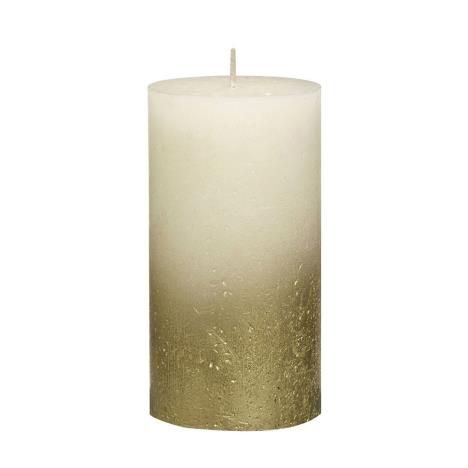 Bolsius Ivory Rustic Faded Gold Metallic Pillar Candle 13cm x 7cm  £5.84