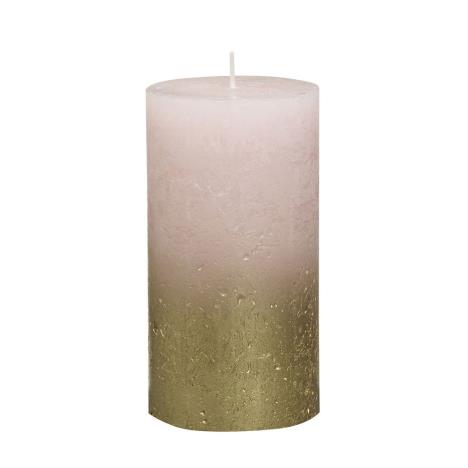 Bolsius Pink Rustic Faded Gold Metallic Pillar Candle 13cm x 7cm  £5.84