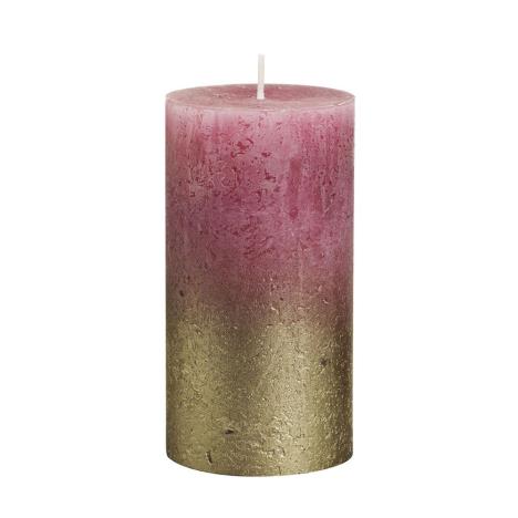 Bolsius Old Pink Rustic Faded Gold Metallic Pillar Candle 13cm x 7cm  £5.84