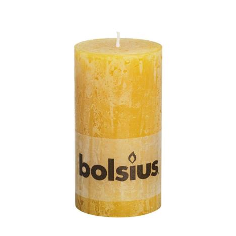 Bolsius Ochre Yellow Rustic Pillar Candle 13cm x 7cm  £4.49