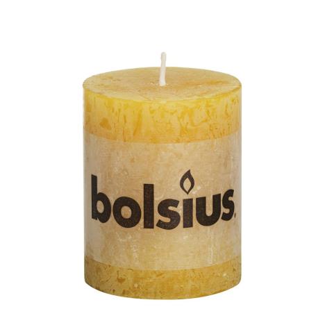 Bolsius Ochre Yellow Rustic Pillar Candle 8cm x 7cm  £2.69