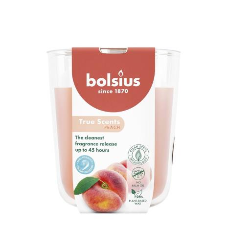 Bolsius Peach True Scents Anti Tobacco Medium Glass Jar Candle  £5.84