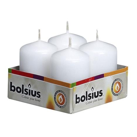 Bolsius White Pillar Candles 6cm x 4cm (Pack of 4)  £4.49