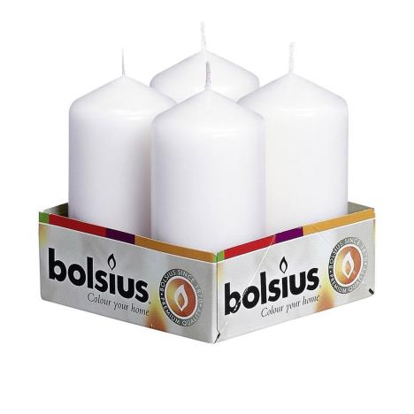 Bolsius White Pillar Candles 10cm x 5cm (Pack of 4)  £6.29