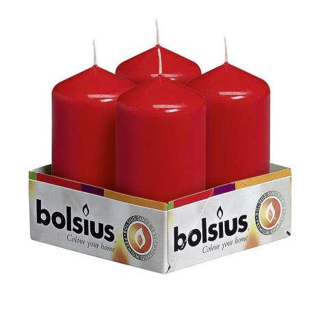 Bolsius Red Pillar Candles 10cm x 5cm (Pack of 4)  £5.39