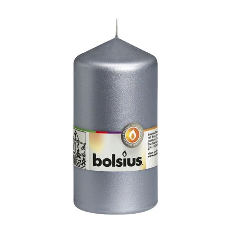 Bolsius Silver Pillar Candle 13cm x 7cm  £4.94