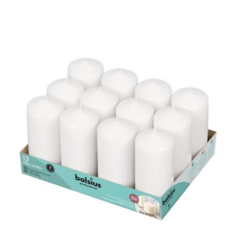 Bolsius White Professional Pillar Candle 12cm x 6cm (Pack of 12)  £23.39