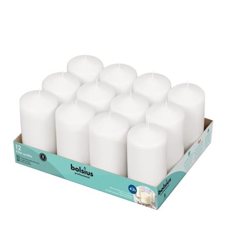 Bolsius White Professional Pillar Candle 13cm x 7cm (Pack of 12)  £38.69