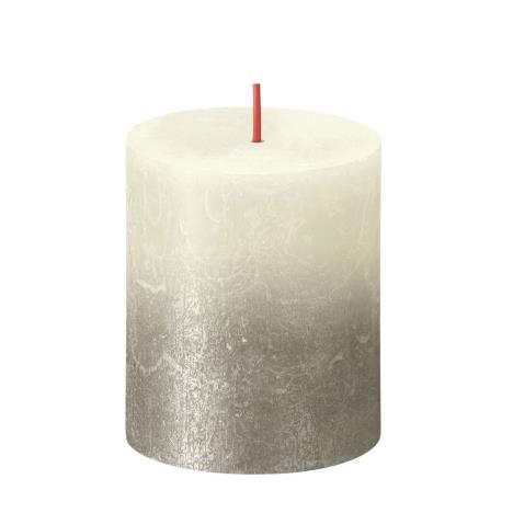 Bolsius Faded Soft Pearl Champagne Rustic Metallic Pillar Candle 8cm x 7cm  £5.39