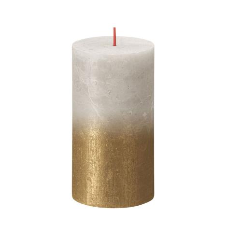 Bolsius Faded  Sandy Grey Gold Rustic Metallic Pillar Candle 13cm x 7cm  £6.74