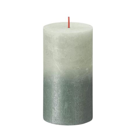 Bolsius Faded Foggy Green Oxid Blue Rustic Metallic Pillar Candle 13cm x 7cm  £6.74