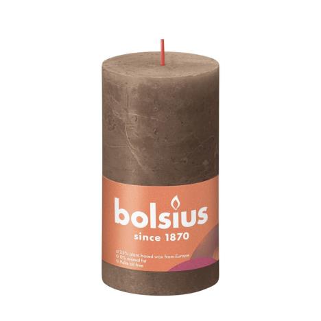 Bolsius Suede Brown Rustic Shine Pillar Candle 13cm x 7cm  £5.39