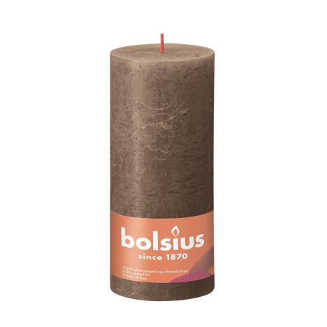 Bolsius Suede Brown Rustic Shine Pillar Candle 19cm x 7cm  £7.19