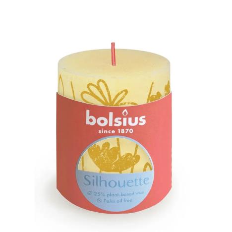 Bolsius Butter Yellow Rustic Silhouette Pillar Candle  8cm x 7cm  £5.39